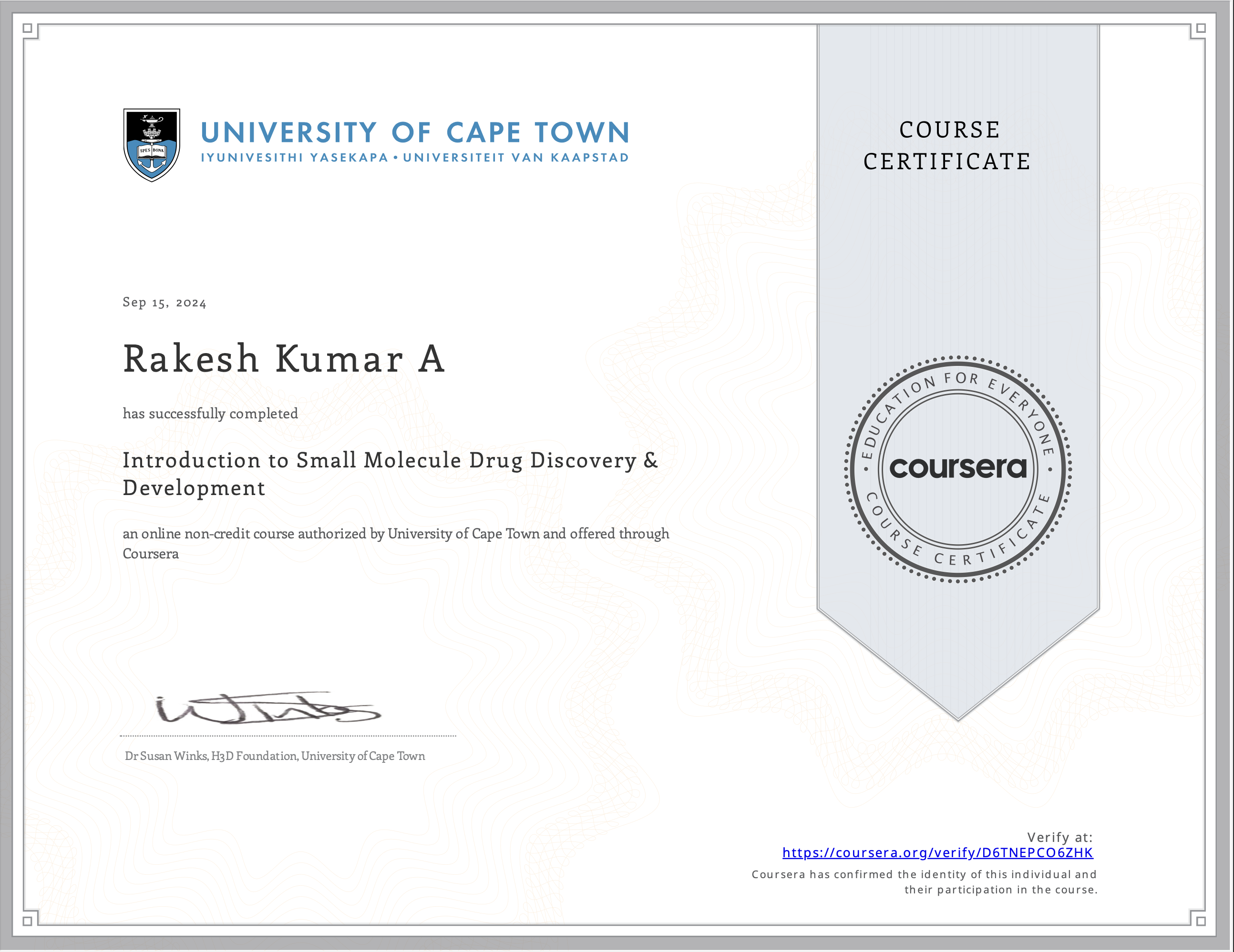 Drug Discovery Certificate